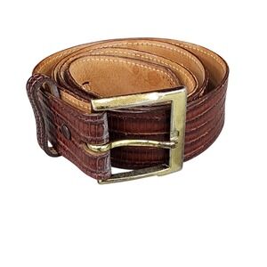 Vintage Justin Genuine Lizard Leather Belt Brown Size 36 USA Western Dress 252F